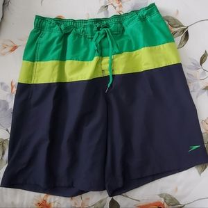 SPEEDO XL Swim Trunks Athleisure Sporty Casual Board Shorts Green Yellow Blue
